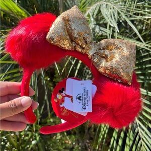 Disney Shanghai Red Pom Pom Gold Bow Chinese New Year Special Edition